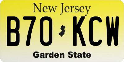 NJ license plate B70KCW