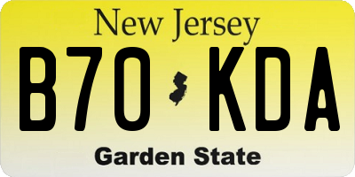 NJ license plate B70KDA