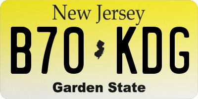 NJ license plate B70KDG