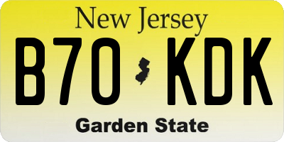NJ license plate B70KDK