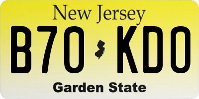 NJ license plate B70KDO