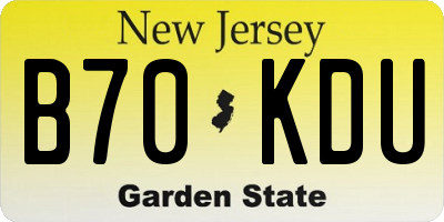 NJ license plate B70KDU