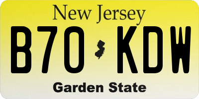 NJ license plate B70KDW