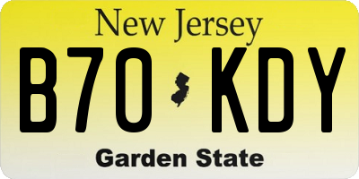 NJ license plate B70KDY