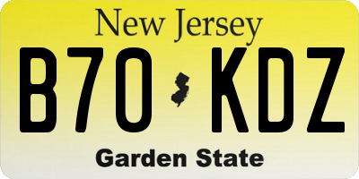 NJ license plate B70KDZ