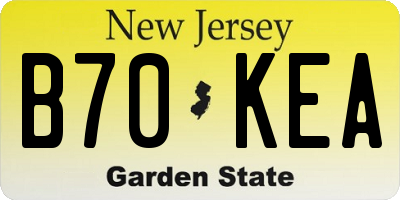 NJ license plate B70KEA