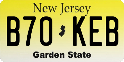 NJ license plate B70KEB