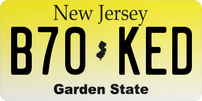 NJ license plate B70KED