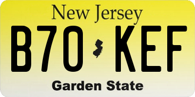 NJ license plate B70KEF