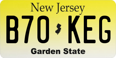 NJ license plate B70KEG