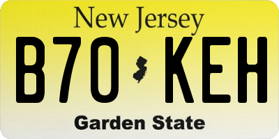 NJ license plate B70KEH