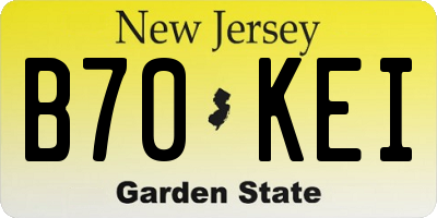 NJ license plate B70KEI