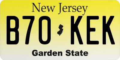 NJ license plate B70KEK