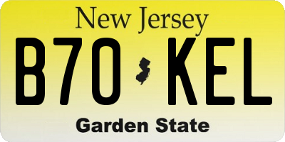 NJ license plate B70KEL