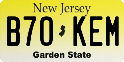 NJ license plate B70KEM