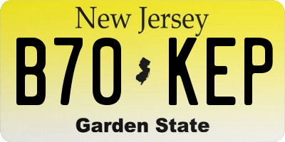NJ license plate B70KEP