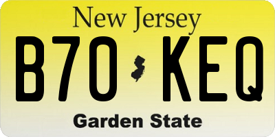 NJ license plate B70KEQ