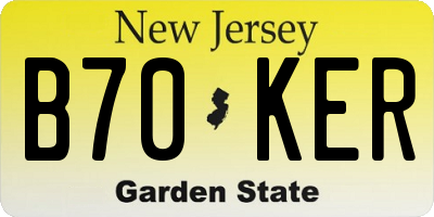 NJ license plate B70KER