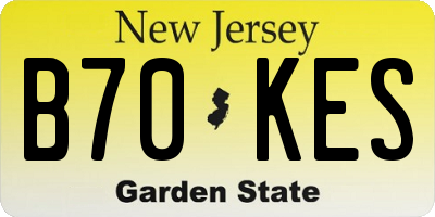 NJ license plate B70KES