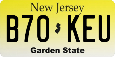 NJ license plate B70KEU