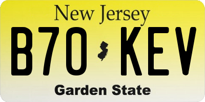 NJ license plate B70KEV