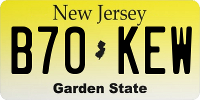 NJ license plate B70KEW