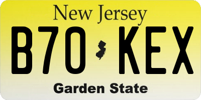 NJ license plate B70KEX