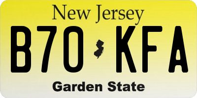 NJ license plate B70KFA