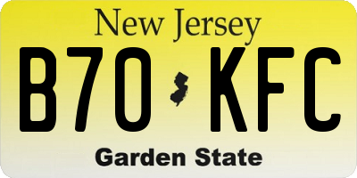 NJ license plate B70KFC