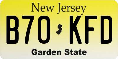 NJ license plate B70KFD