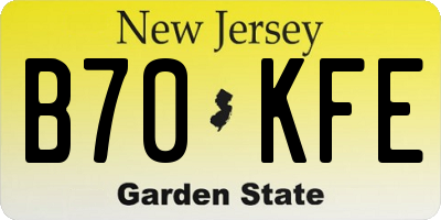 NJ license plate B70KFE