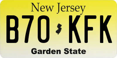 NJ license plate B70KFK