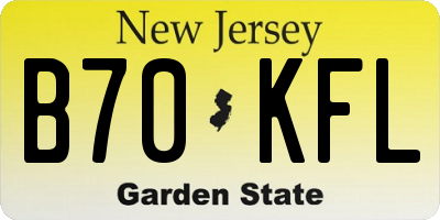 NJ license plate B70KFL