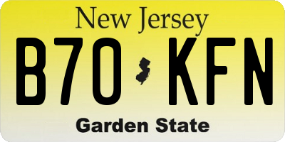 NJ license plate B70KFN