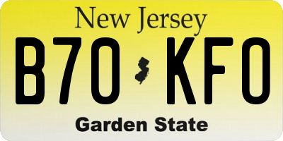 NJ license plate B70KFO