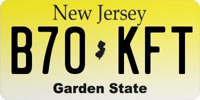 NJ license plate B70KFT