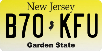 NJ license plate B70KFU