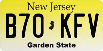 NJ license plate B70KFV