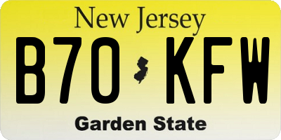 NJ license plate B70KFW