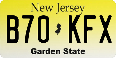 NJ license plate B70KFX