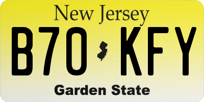 NJ license plate B70KFY