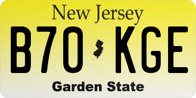 NJ license plate B70KGE