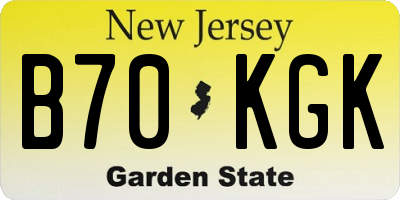 NJ license plate B70KGK