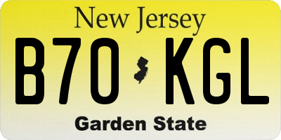 NJ license plate B70KGL