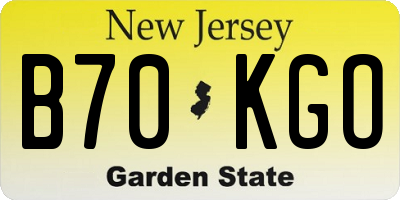 NJ license plate B70KGO