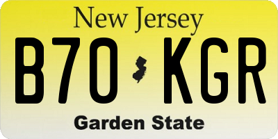 NJ license plate B70KGR