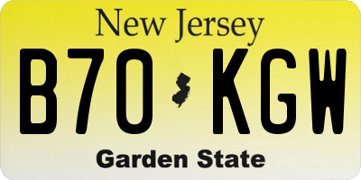 NJ license plate B70KGW
