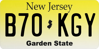 NJ license plate B70KGY