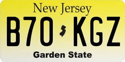 NJ license plate B70KGZ