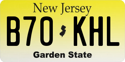 NJ license plate B70KHL